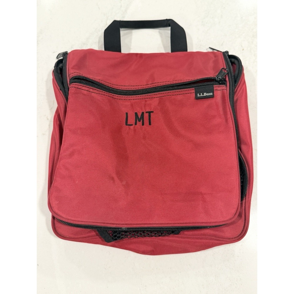 LL Bean Travel Toiletry Bag Nylon Organizer Hanging Tote Personalized "LMT"